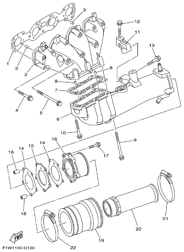 Yamaha GX18 EXHAUST 1 parts diagram